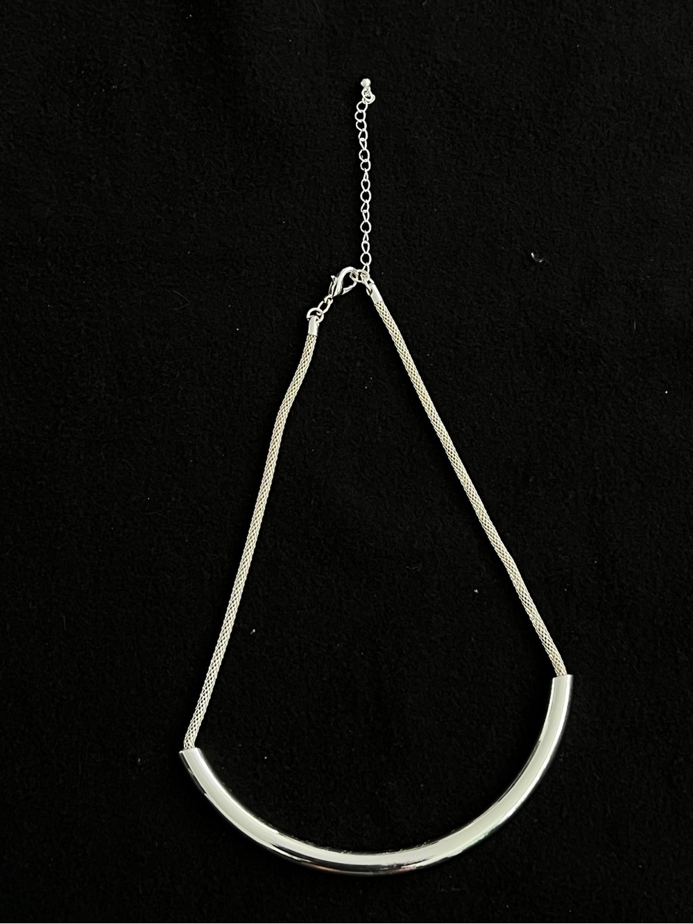 Silver Curved Bar Necklace - Women Jewelry